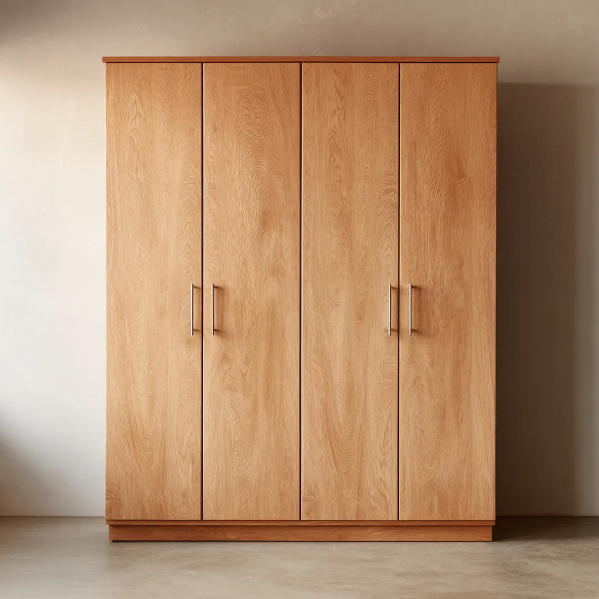Armoire de chambre 4 portes chêne clair 200 x 60 x 220 cm panneaux de particules rectangulaire