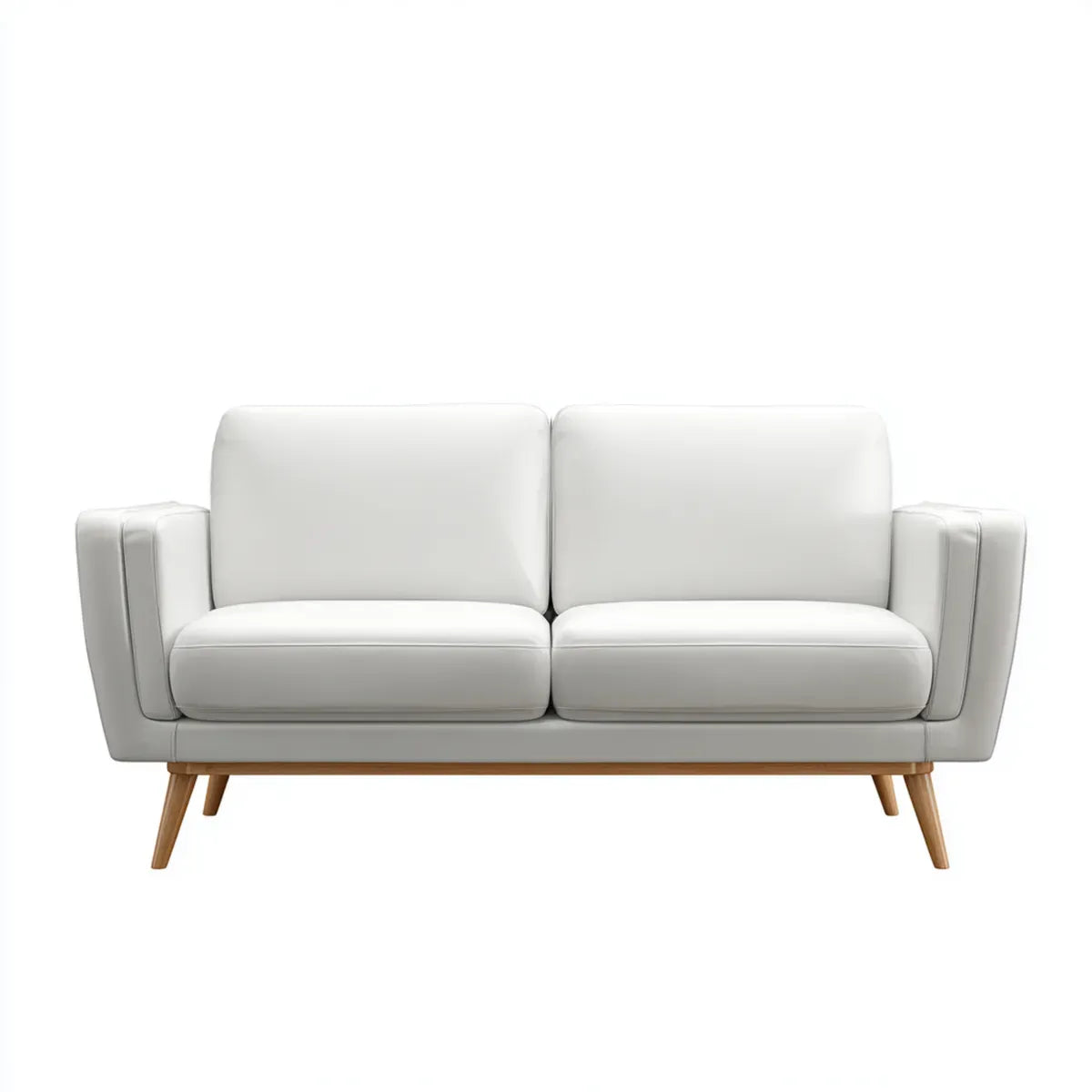 Canapé 2 places blanc 150 x 85 x 85 cm en cuir synthétique PU rectangulaire