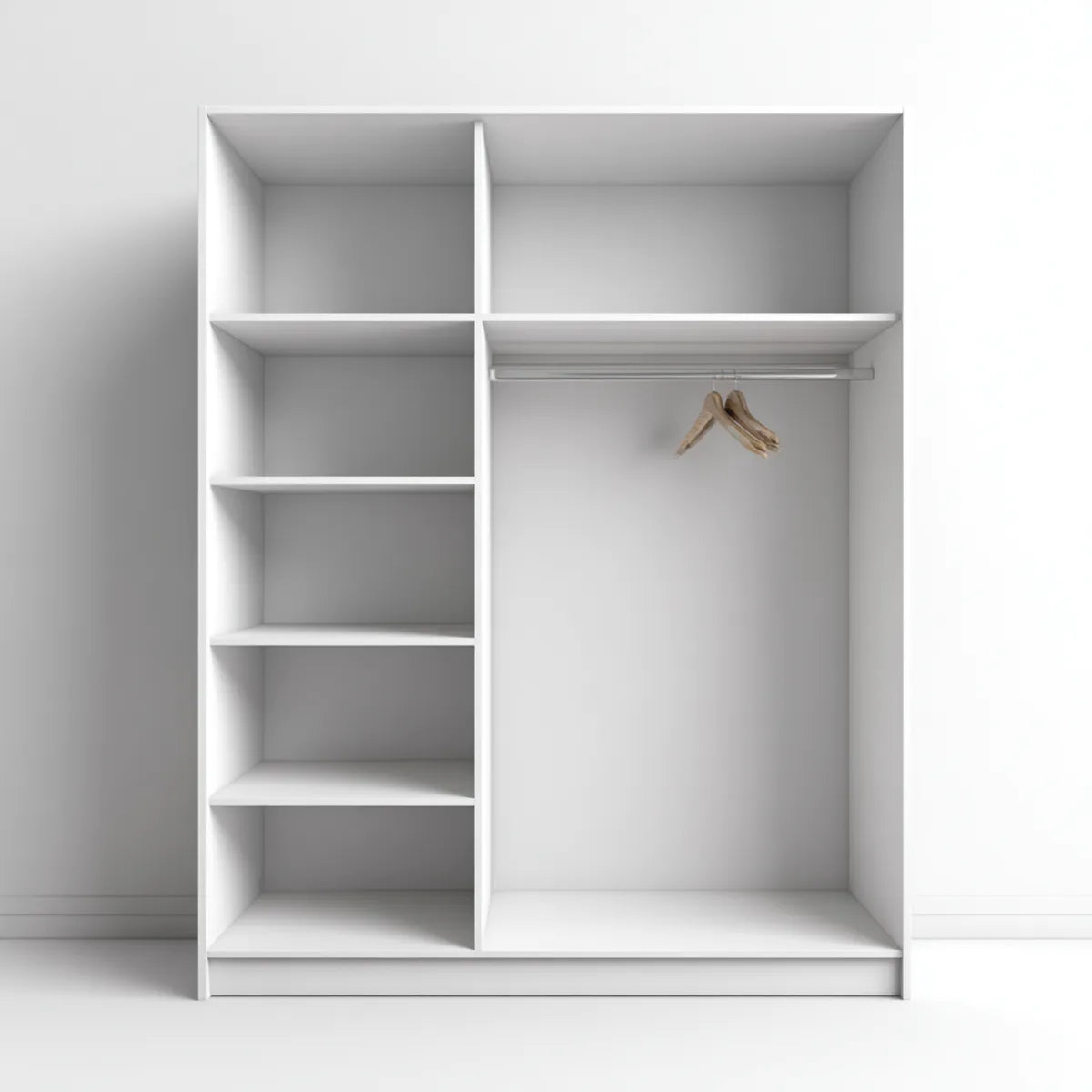 Armoire penderie ouverte blanche 120 x 50 x 200 cm en panneaux de particules mélaminés