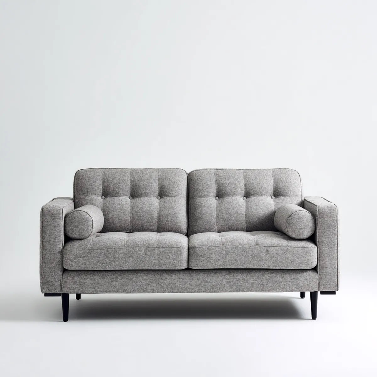 Canapé 2 places gris en polyester avec pieds en acier 160 x 82 x 86 cm