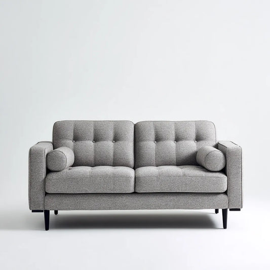 Canapé 2 places gris en polyester avec pieds en acier 160 x 82 x 86 cm
