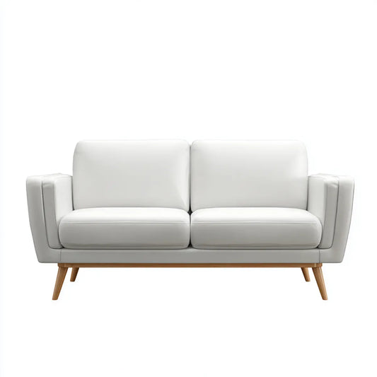Canapé 2 places blanc 150 x 85 x 85 cm en cuir synthétique PU rectangulaire