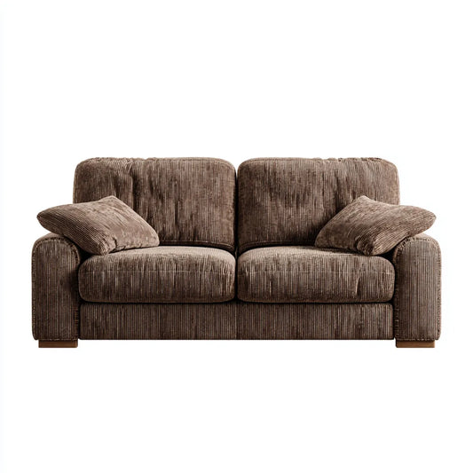 Canapé 2 places droit brun 170 x 90 x 85 cm en velours côtelé polyester