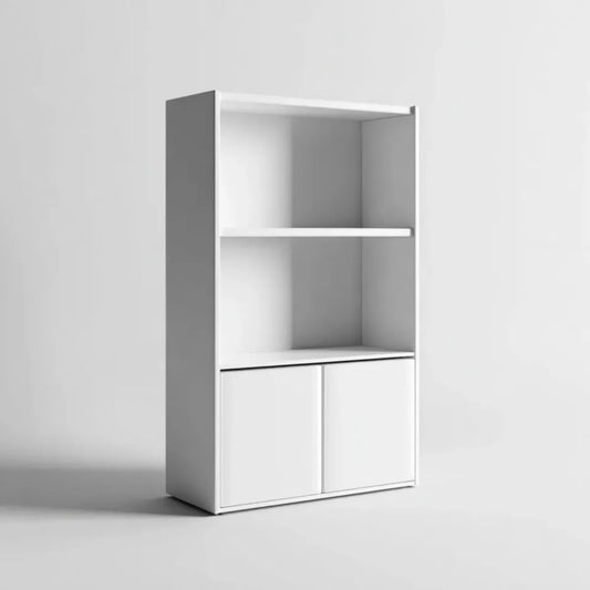 Bibliothèque avec placard blanc 80 x 40 x 180 cm en panneaux MDF rectangulaire