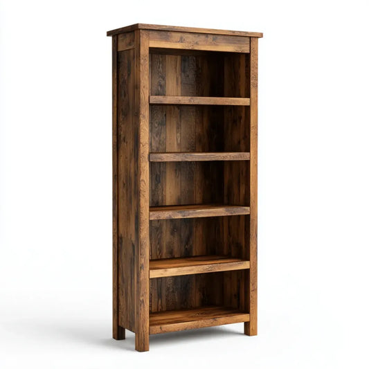 Bibliothèque 4 étagères en bois massif recyclé marron foncé 60 x 30 x 140 cm rectangulaire